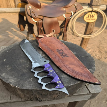 Apocalypse Trench Knife Machete 12 Inch Full Tang Survival Blade with Knuckle Guard