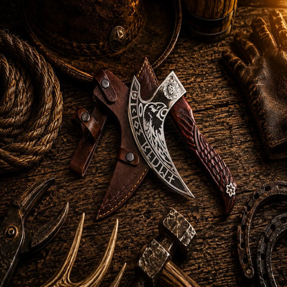 Raven Etched Viking Pizza Cutter – Handmade Kitchen Gift