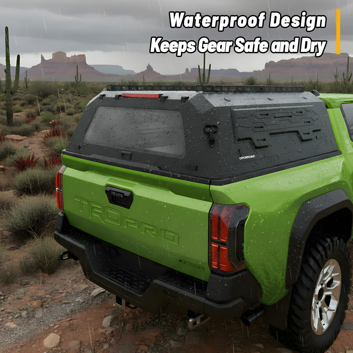OPENROAD Truck Cap with Full Wing Doors, Extra-Large Storage, and LED Brake Light