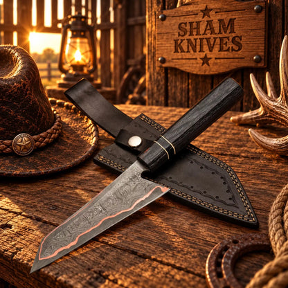 Buy Kiritsuke Style Copper Damascus Chef Knife – Pakka Wood Handle