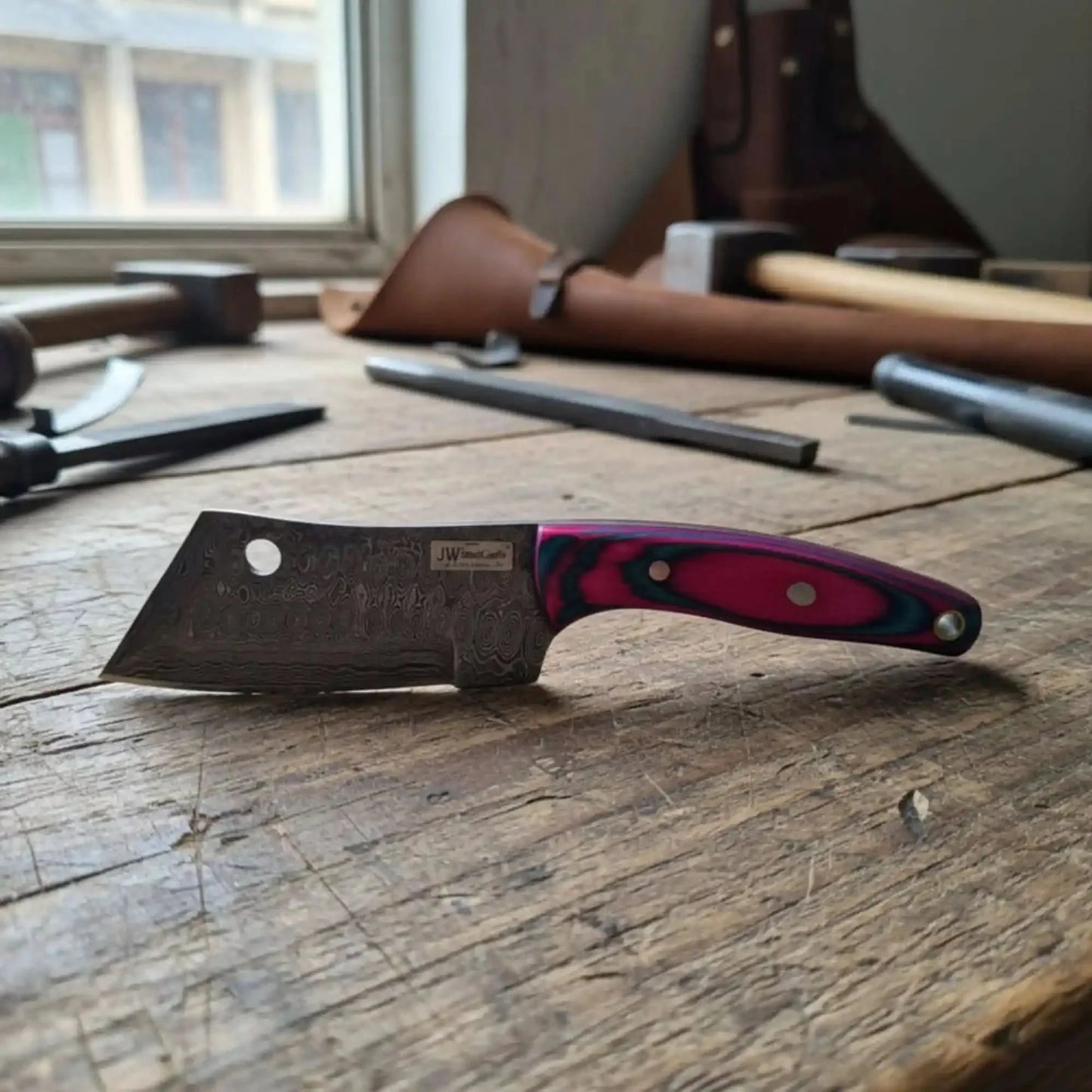 Ko-Bunka Knife Damascus Steel, Reverse Tanto