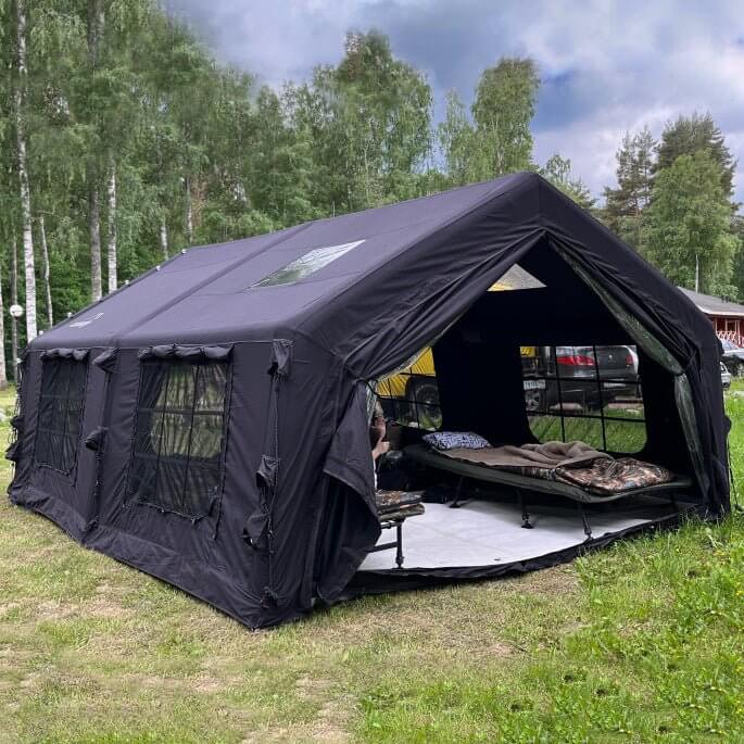 Coody 17.2 | RBM Outdoors (Koala 7) Black + Stove Caminus M - Inflatable Tents with Stove