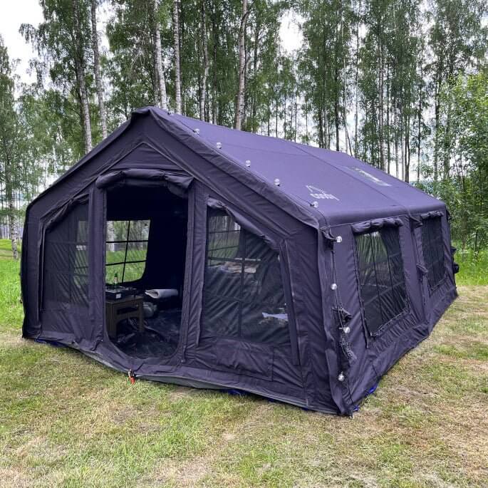 Coody 17.2 | RBM Outdoors (Koala 7) Black + Stove Caminus M - Inflatable Tents with Stove