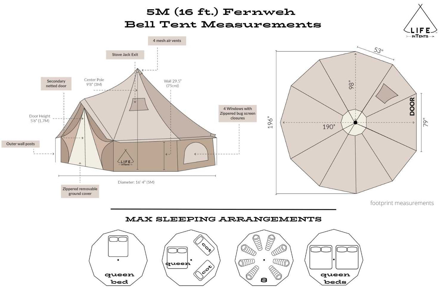 Life inTents Canvas Tent Life inTents Fernweh™ 360 View Canvas Bell Tent 16' (5 Meters)