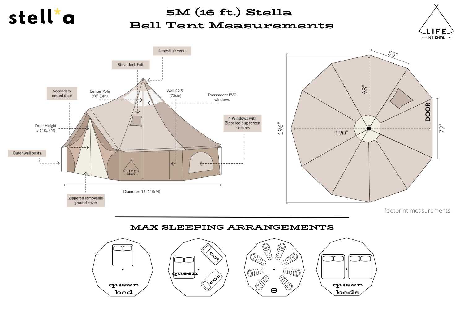 stargazer bell tent Life InTents 16' (5M) Stella Stargazer Bell Tent