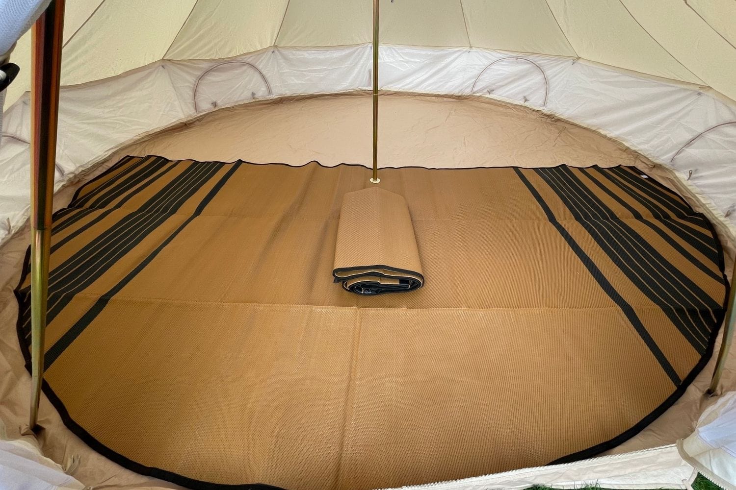 bell tent flooring Striped Bell Tent Floor Matting Cover