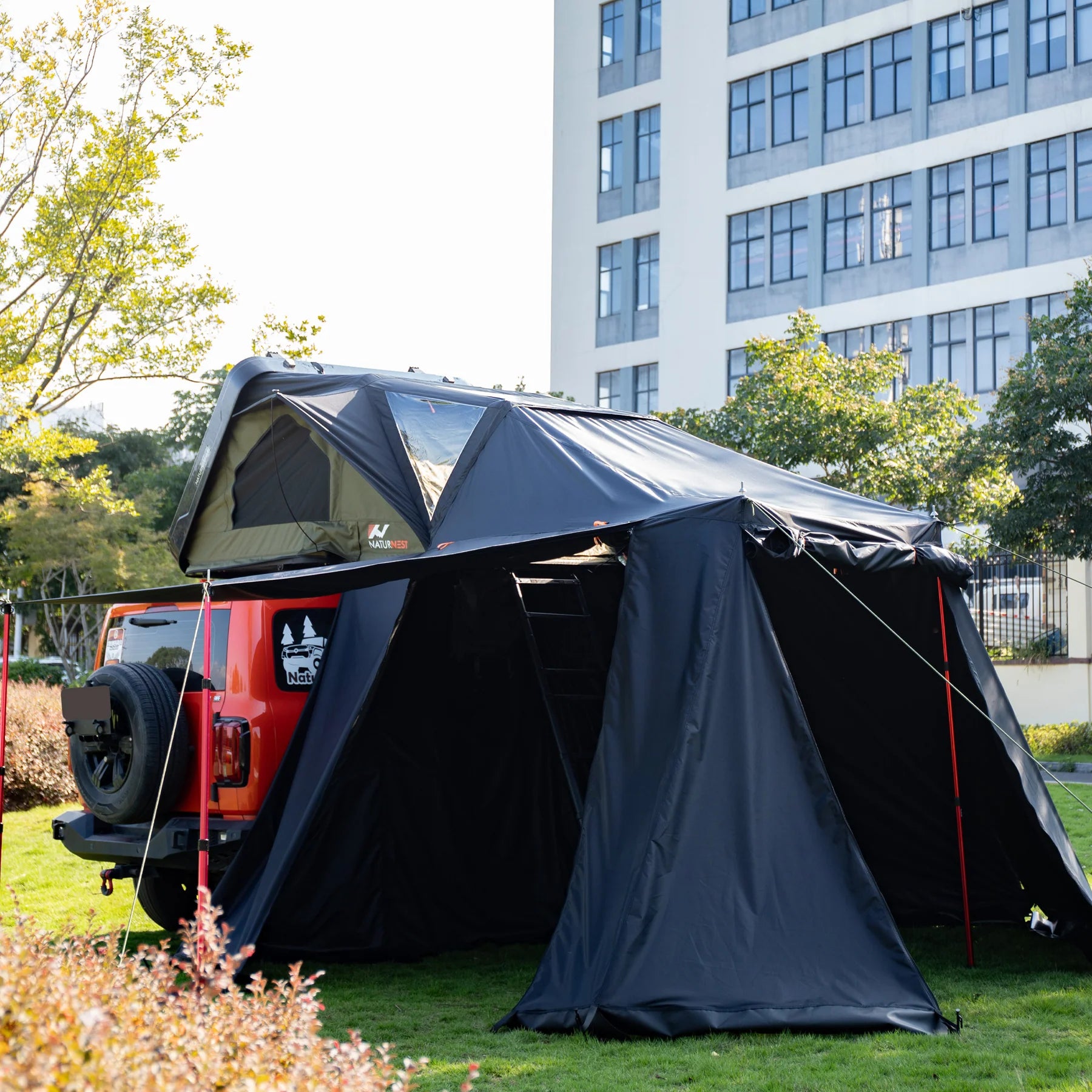dragon v1 solar tent Naturnest Sirius 1 Plus Clamshell Rooftop Tent With Annex Room