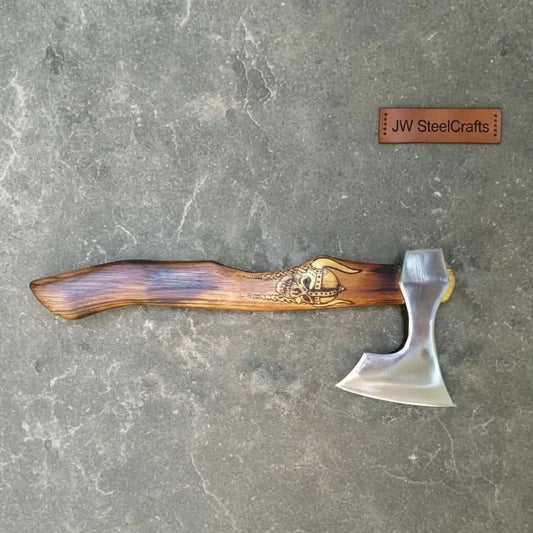 Handmade Viking Bearded Axe – Stainless Steel Head with Engraved Hardwood Handle | JW SteelCrafts