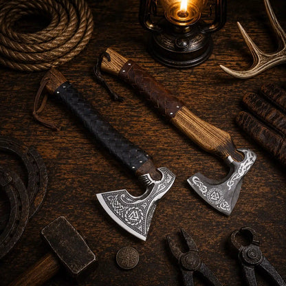 Best Duo Norse & Celtic Engraved Bearded Axe with Leather Sheath