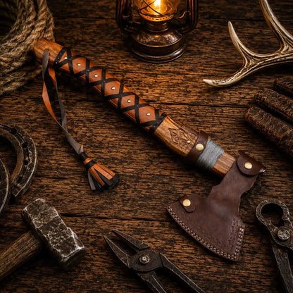22” HAND FORGED CARBON STEEL HANDMADE HUNTING VIKING TOMAHAWK HATCHET AXE