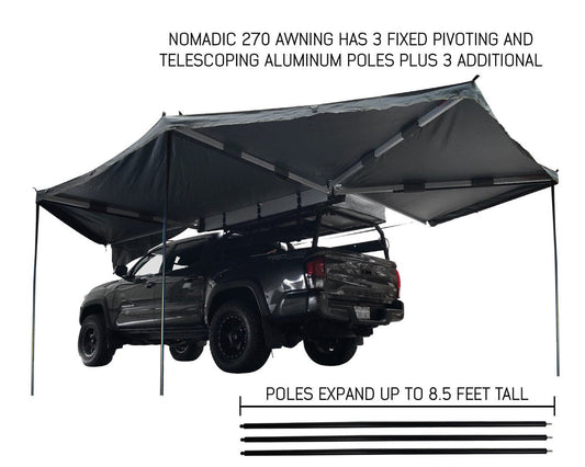 Overland Vehicle Systems Overland Vehicle Systems Nomadic Awning 270 Dark Gray Cover With Black Transit Cover & Brackets for Drivers Side