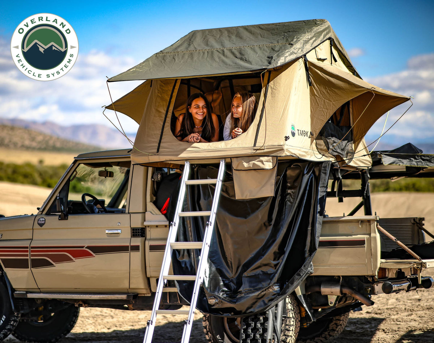 Overland Vehicle Systems Overland Vehicle Systems TMBK 3 Person Roof Top Tent with Green Rain Fly
