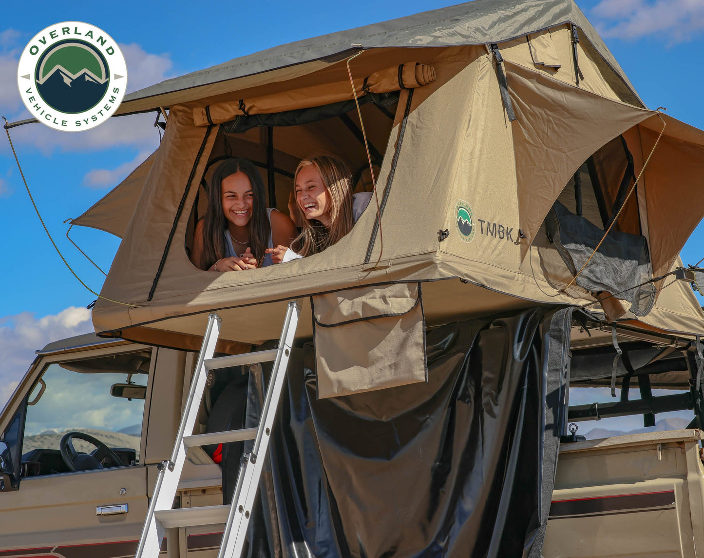 Overland Vehicle Systems Overland Vehicle Systems TMBK 3 Person Roof Top Tent with Green Rain Fly