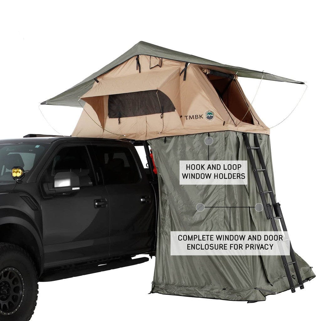 Overland Vehicle Systems With Annex Overland Vehicle Systems TMBK 3 Person Roof Top Tent with Green Rain Fly