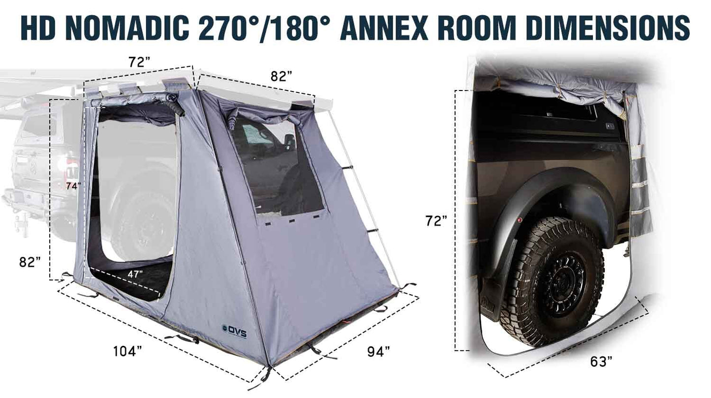 Overland Vehicle Systems HD Nomadic 270/180 Awning Annex Room With Floor