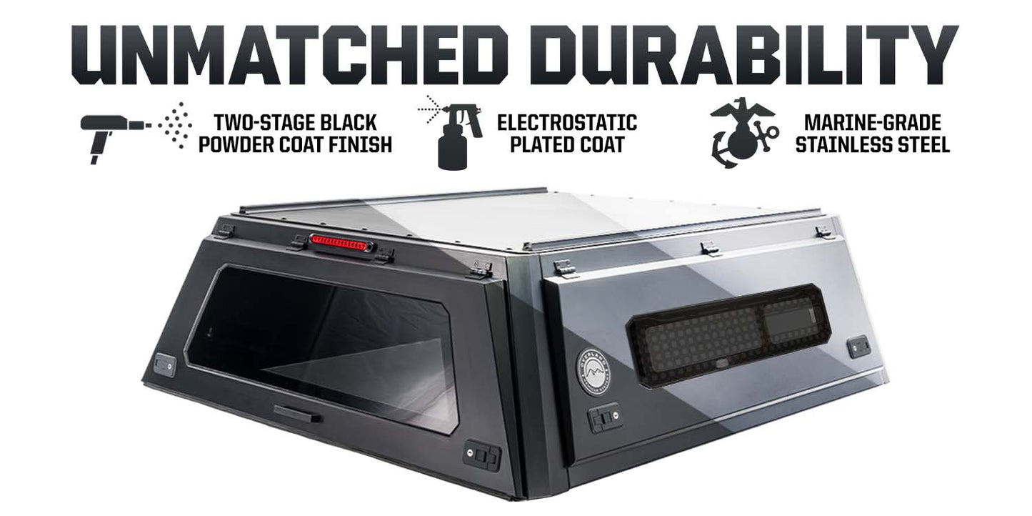 Expedition Pro+ Truck Cap W/ Full Windows, Wing Doors, and 3rd Brake Light