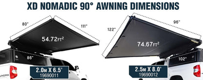 XD Nomadic Self-Deploying 90 Degree Awning with Lights and Black Out Fabric