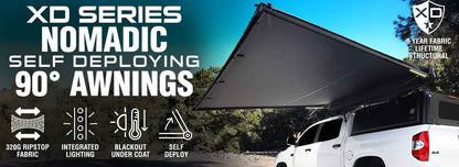 XD Nomadic Self-Deploying 90 Degree Awning with Lights and Black Out Fabric