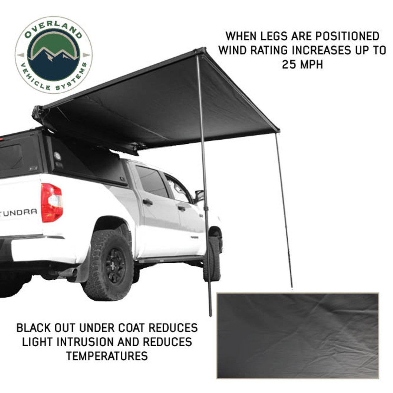 XD Nomadic Self-Deploying 90 Degree Awning with Lights and Black Out Fabric