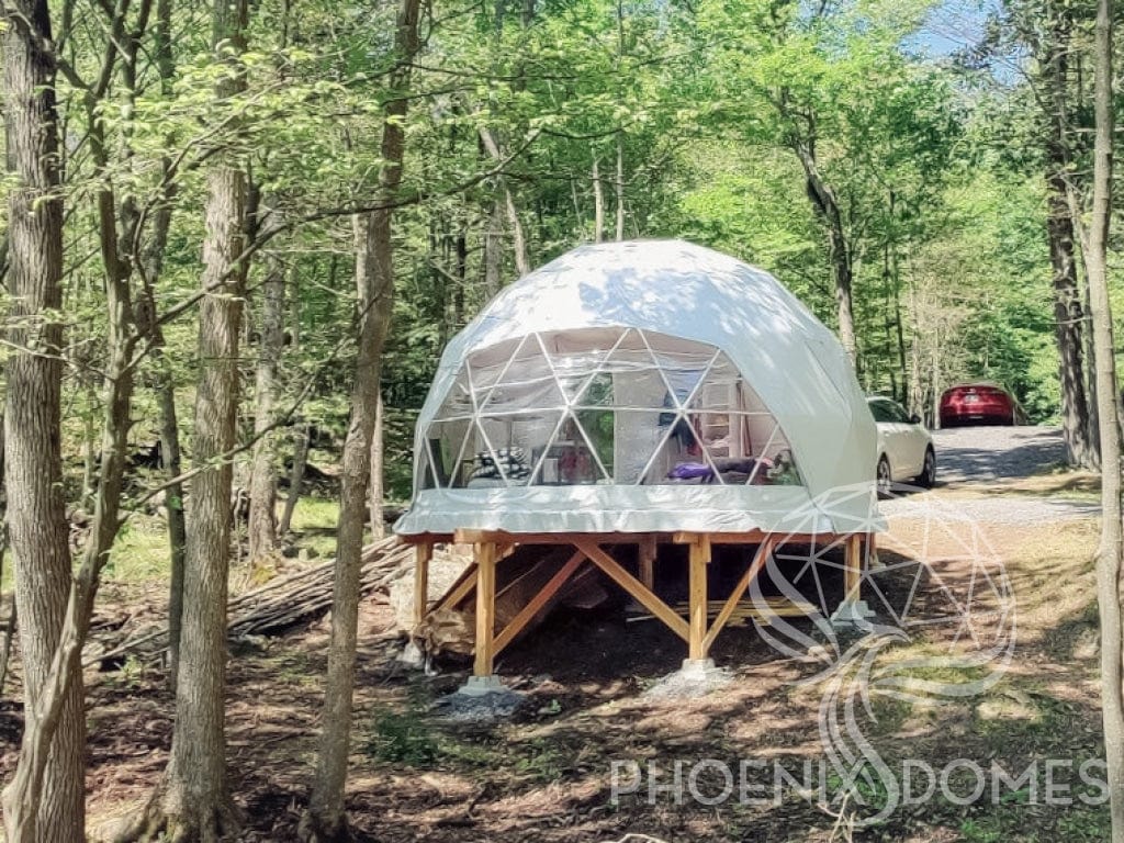 DELUXE | 4-Season Glamping Geodesic Dome Package | Phoenix Domes 16' (5M) /  Medium Frame / White