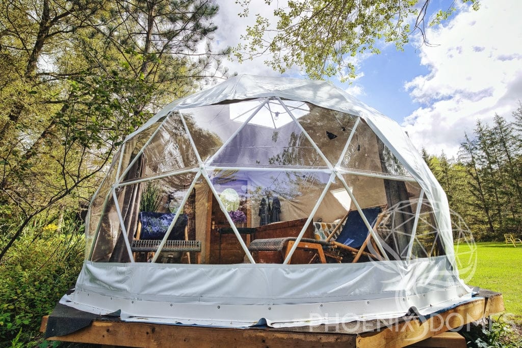 DELUXE | 4-Season Glamping Geodesic Dome Package | Phoenix Domes 16' (5M) /  Medium Frame / White