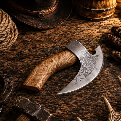 Pizza axe - Viking Pizza Cutter Axe with leather sheath