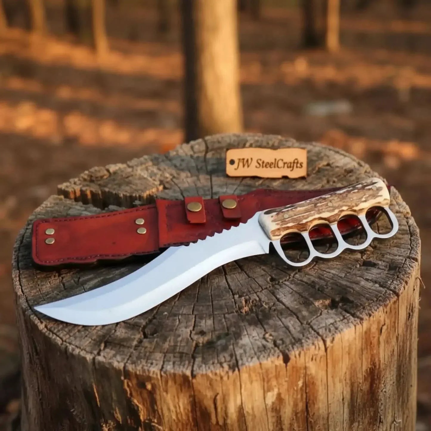 Premium Stainless Steel Hunting Knife with Stag Horn Handle