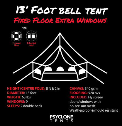Psyclone Tents Canvas Tent Canvas Bell Tent 13' (4 Meter)