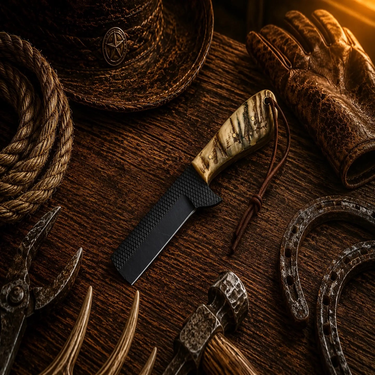 The Ranch Boss Bull Cutter Knife – Handmade D2 Powder Coated Steel Ranch Knife