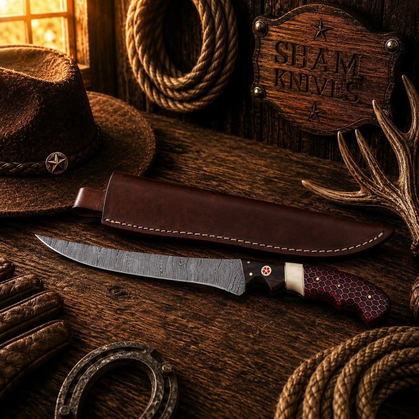 Redfin Honeycomb Damascus Steel Fillet Knife – Handmade Fishing Knife