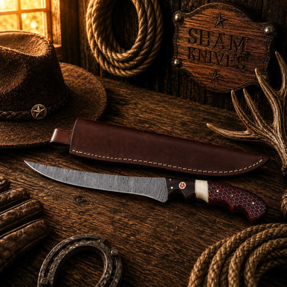 Redfin Honeycomb Damascus Steel Fillet Knife – Handmade Fishing Knife