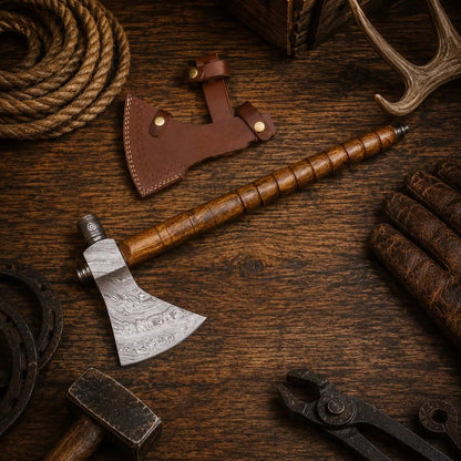 Western Style Damascus Pipe Tomahawk Hand Forged Viking Axe
