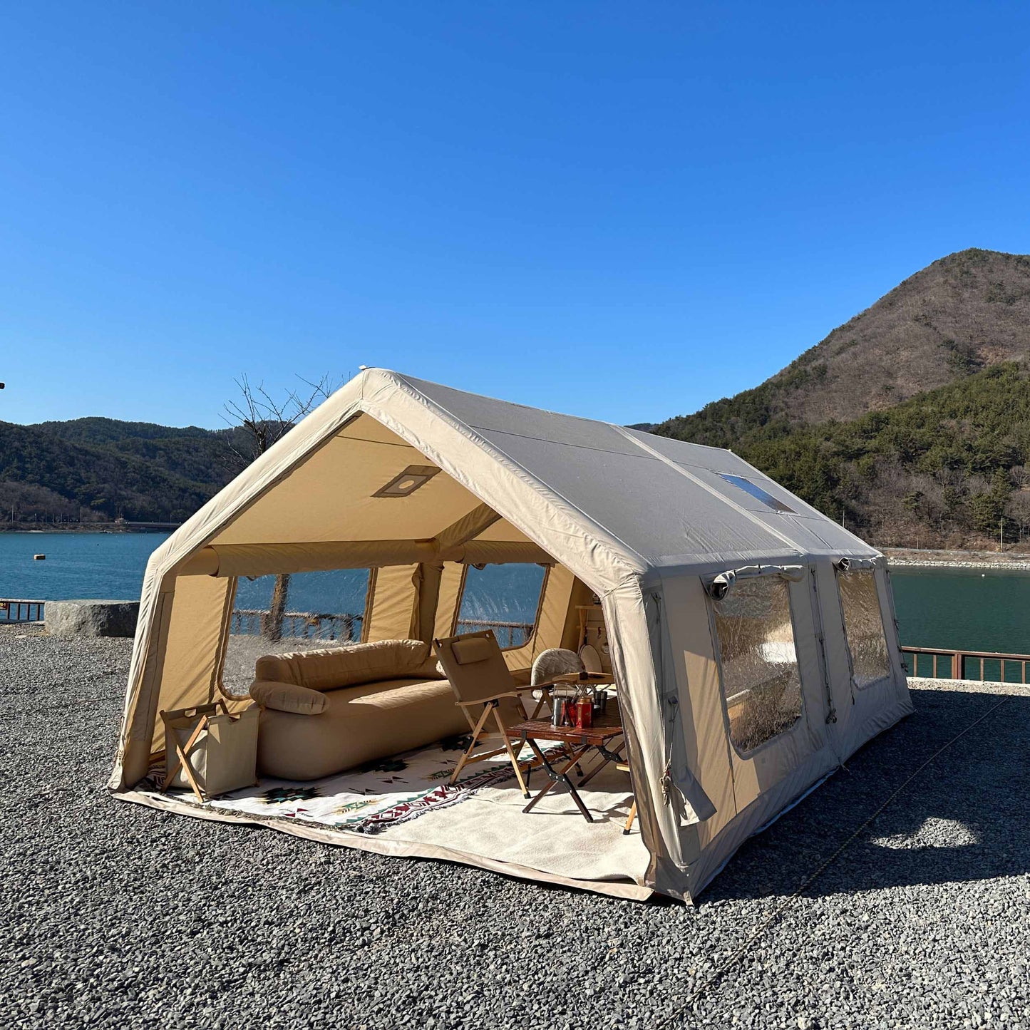 Coody 17.2 (Koala-7) Beige Inflatable Tent House for Camping (2-10 person)