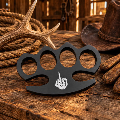 Skeleton Middle Finger Knuckle – SHAM KNIVES Design with Leather Sheath