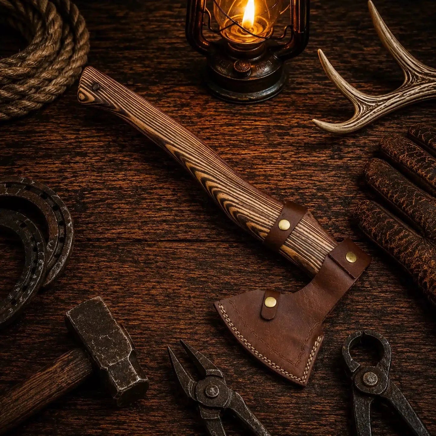 PUNISHER ETCHED HAND FORGED CARBON STEEL HANDMADE HUNTING VIKING TOMAHAWK HATCHET AXE 20”