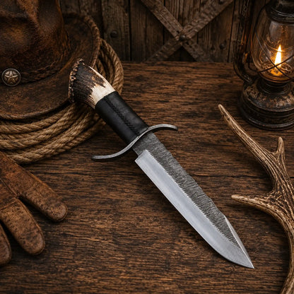 15″ Stag Crown Bowie Knife – D2 Steel & Western Leather Sheath