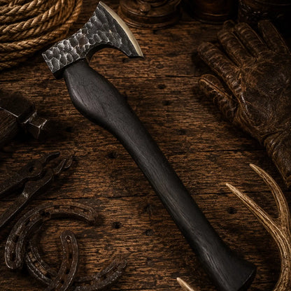 Vargoks Hand Forged Viking Axe – Black Hardwood Bearded Axe