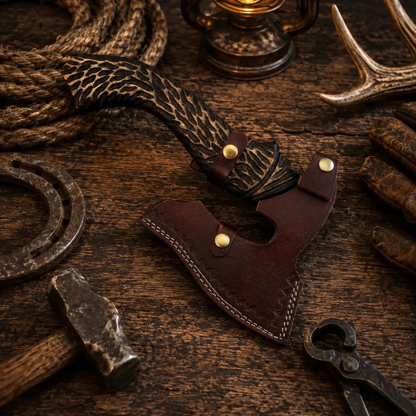 13” HAND FORGED CARBON STEEL HANDMADE HUNTING VIKING TOMAHAWK HATCHET AXE