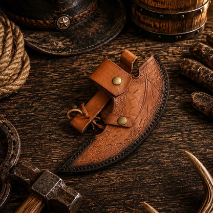 Handforged Viking Pizza Cutter Axe for Sale with Burnt Ash Wood Handle