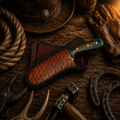 Three Cross Buckaroo Field Knife – 3.75" Handmade D2 Steel Pinecone Handle