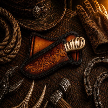 The Iron Ranch Cowboy Knife – Handmade D2 Powder Coated Steel with Ram Horn Handle