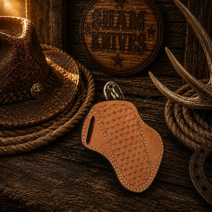 Cowboy Rasp Steel Knife – 3.25″ Stag Handle & Pancake Sheath