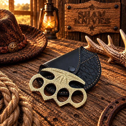 Wild West Floral Engraved Hand-Cast Brass Knuckle – Cowboy Collectible